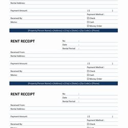 Rent Receipt Template Rental Word Receipts Payment Invoice Sample Form Printable Templates Example Microsoft