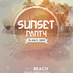Wonderful Sunset Party Free Flyer Template Event Summer Beach Tropical Freebie Business Use Other Next