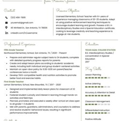 Preeminent Page Resume Teacher Instant Download Professional For Elementary Sample