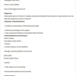 Admirable Teacher Resume Templates Doc Pages Publisher Free Template Format Example Sample
