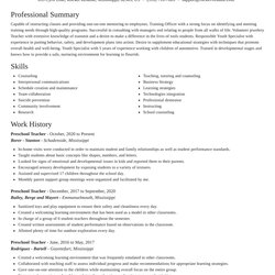 Perfect Preschool Teacher Resumes Rocket Resume Classic Template