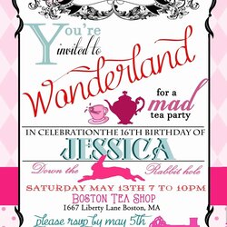 Lovely Alice In Wonderland Invitation Template