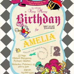 Terrific Alice In Wonderland Birthday Invitations Free Invitation Templates Pays