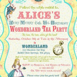 Cool Alice In Wonderland Birthday Invitation Templates Free Tea Party Invitations Printable Template Vintage
