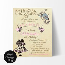 Outstanding Alice In Wonderland Birthday Invitation Edit And Print Your Own