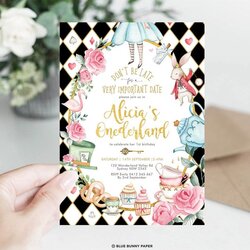 Preeminent Alice In Wonderland Invitation Template Invite