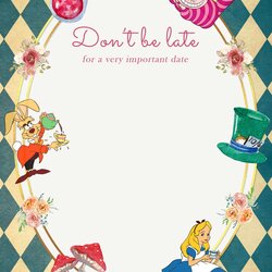 Very Good Alice In Wonderland Invitations Templates Birthday Invitation