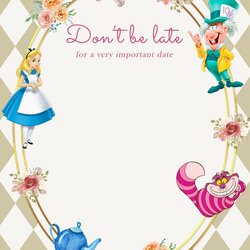 Admirable Vintage Alice In Wonderland Birthday Invitation Templates Free