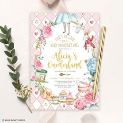 Wizard Alice In Wonderland Invitation Template Editable