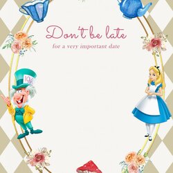 Excellent Vintage Alice In Wonderland Birthday Invitation Templates Free