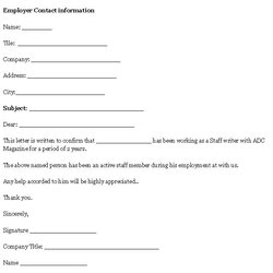 Free Printable Letter Of Employment Verification Form Generic Template Sample Employee Work Templates Proof