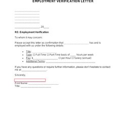 High Quality Free Employment Income Verification Letter Word Template