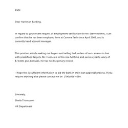 Brilliant Employment Verification Letter Samples Word