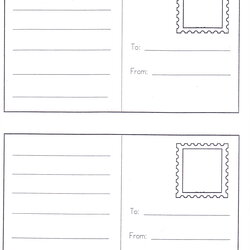Printable Postcard Template For Students Templates Blank Kindergarten