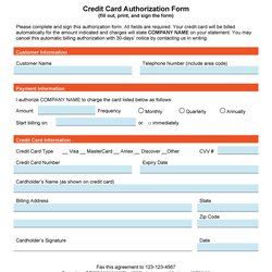 Credit Card Authorization Forms Templates Ready To Use Form Template Payment Recurring Australia Blank Kb
