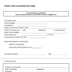 Tremendous Credit Card Authorization Forms Templates Ready To Use Form Template Letter Kb