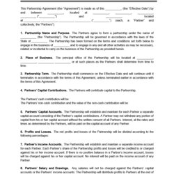Supreme Free Partnership Agreement Template Word Legal Templates Example Form