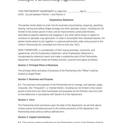 Agreement Templates And Examples Partnership Example General Sample Printable Business Format Clear Samples
