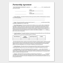 Marvelous Partnership Agreement Template Agreements For Word Doc Business Partner Between