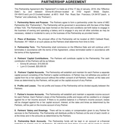 Great Partnership Agreement Examples Format Templates Business Doc