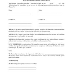 Partnership Agreement Template Malaysia Business