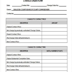 Swell Change Order Forms Free Word Format Download Width