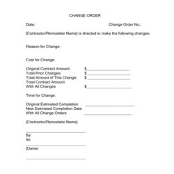 Champion Change Order Form Free Printable Documents Contract Template Construction Word Simple Orders Letter