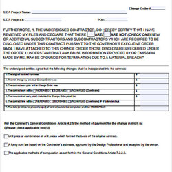 Free Sample Construction Change Order Forms In Ms Word Form
