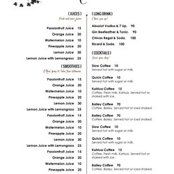 Design Templates Menu Wedding Food Bar Template Restaurant Printable Drink Word Microsoft Editable Google