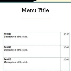 Marvelous Menu Template Word Templates Microsoft Restaurant Kids Catering Food Document Dinner Sample Designs