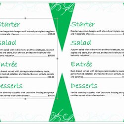Admirable Fresh Restaurant Menu Template Microsoft Word In Birthday Party Templates
