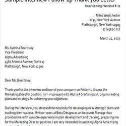 Fantastic Interview Followup Letter Samples For Your Needs Template Thank You Follow Up Example