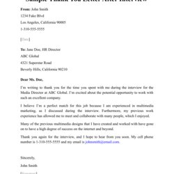 High Quality Interview Thank You Note Template Sample Letter After Print Big