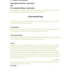 Out Of This World Press Release Format Templates Examples Samples Template