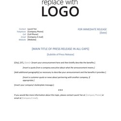 Legit Press Release Format Templates Examples Samples Template Word Elegant Office Flyers Kb