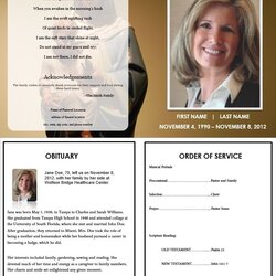 Brilliant Printable Memorial Service Program Template Templates