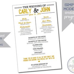 Simple Modern Printable Wedding Program Programs Wording