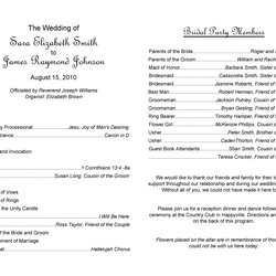 Fantastic Printable Wedding Program Examples Templates Template Lab