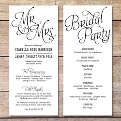 Admirable Black And White Wedding Program Template
