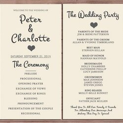 Excellent Creative Simple Wedding Ceremony Program Templates Best Kids