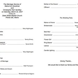Wonderful Simple Elegant Wedding Program Template Templates Church Printable Word Sample Programs Ceremony