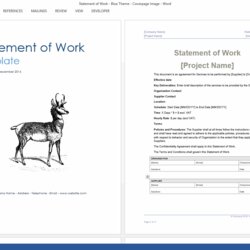Statement Of Work Template Ms Word Excel Templates Forms Agreements Regarding Sensitive Proprietary