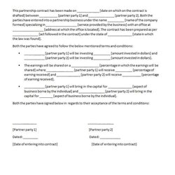 Partnership Contract Template Agreements Formats Examples Agreement Image