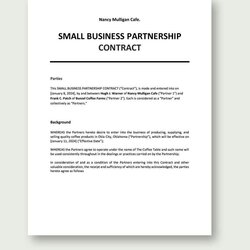 High Quality Partnership Contract Word Templates Design Free Download Template Small Business