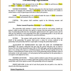 Peerless Business Partnership Contract Template Free Simple Agreement