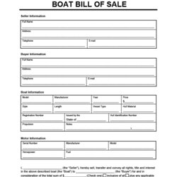 Terrific Free Boat Vessel Bill Of Sale Template Word