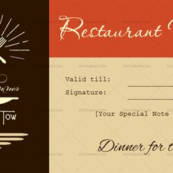Brilliant Restaurant Gift Certificate Templates Editable Printable Dinner Two Template For