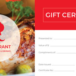 Restaurant Gift Certificate Templates Free Sample Example Template Format Word Details Doc