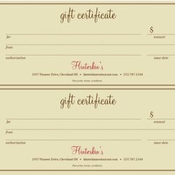 Outstanding Restaurant Gift Certificate Templates Free Sample Example Voucher Confirmation Width