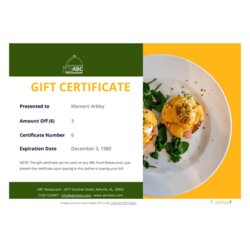 Superb Restaurant Gift Certificate Template Templates